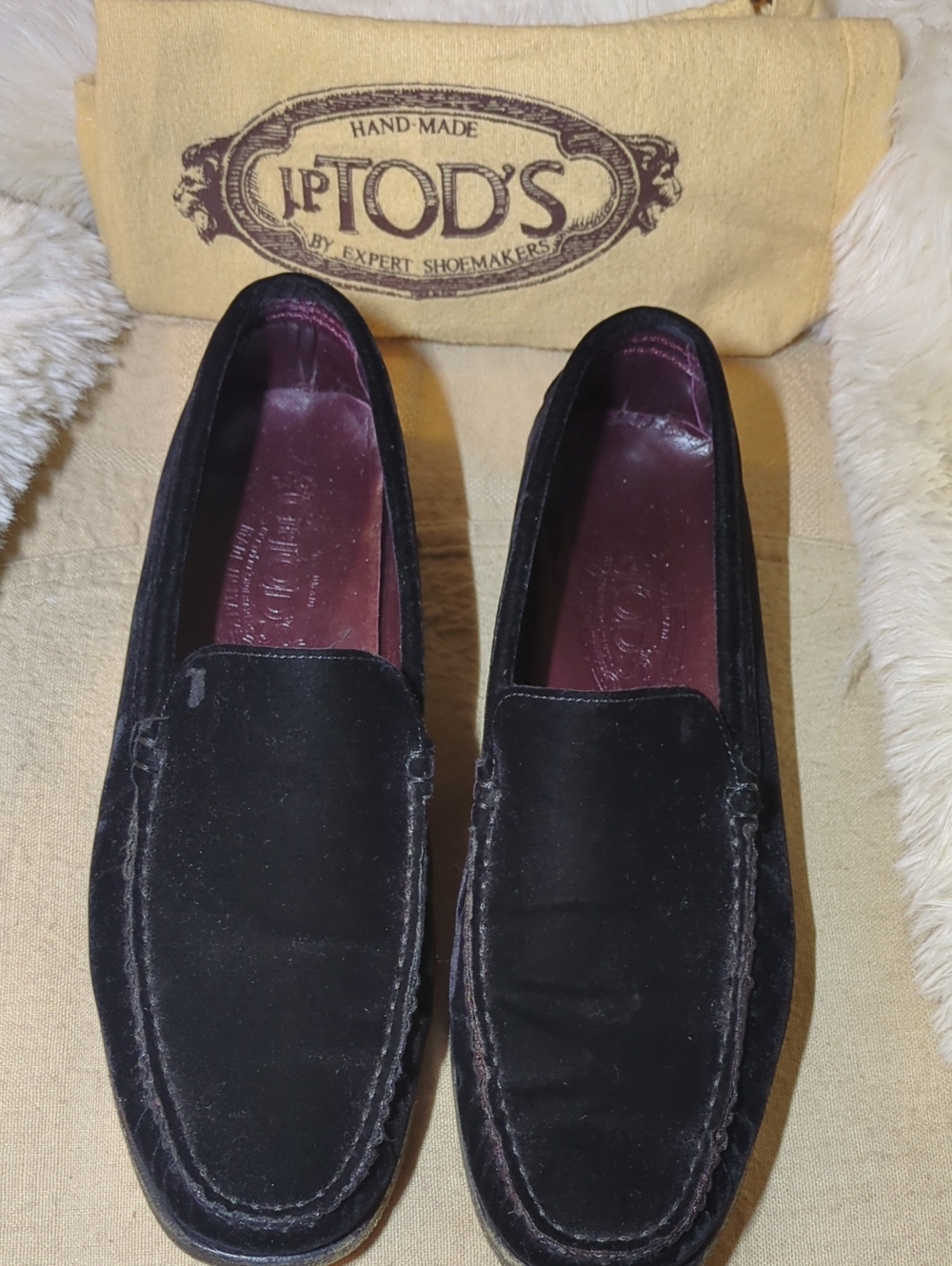 Vintage Tod's Women's Black Velvet Loafers Size 7.5 NOW ONLY $55